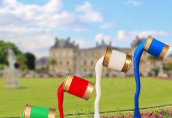 店門口油漆桶雕塑 創(chuàng)意動漫雕塑 仿真擺件