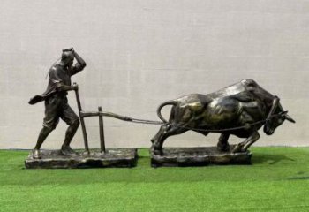 仿古農(nóng)耕牛雕塑供應(yīng) 庭院彩繪雕塑 田間雕塑小品