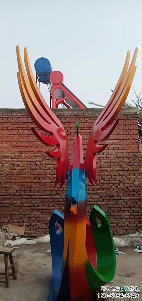 店門口鳳凰雕塑供應商 創意動物雕塑 仿真擺件