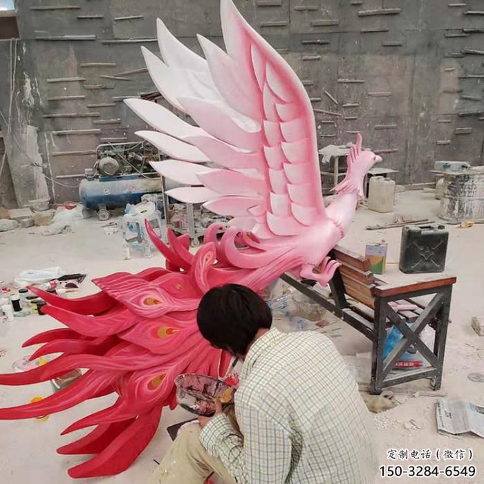 公園鳳凰雕塑定制 酒店門口雕塑 彩繪擺件
