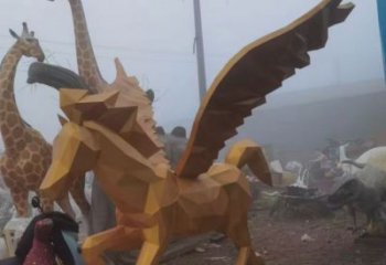 廣場(chǎng)玻璃鋼飛馬雕塑 公園仿真雕塑 抽象擺件