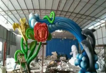 城市不銹鋼海豚雕塑廠家 風景區彩繪雕塑 抽象擺件