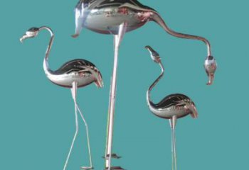 仿真不銹鋼火烈鳥雕塑 酒店公園雕塑 風(fēng)景區(qū)擺件