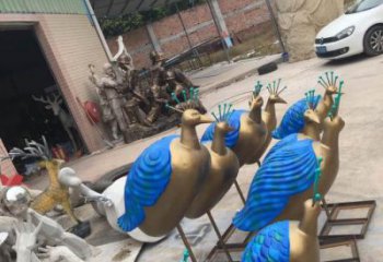 風景區玻璃鋼孔雀雕塑 售樓處廣場雕塑 仿古擺件