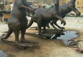 古銅色袋鼠銅雕塑 大型城市雕塑 商業(yè)街?jǐn)[件