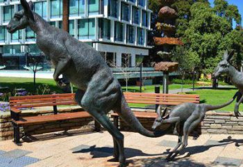 商場(chǎng)袋鼠銅雕塑 仿真動(dòng)物雕塑 店門口小品