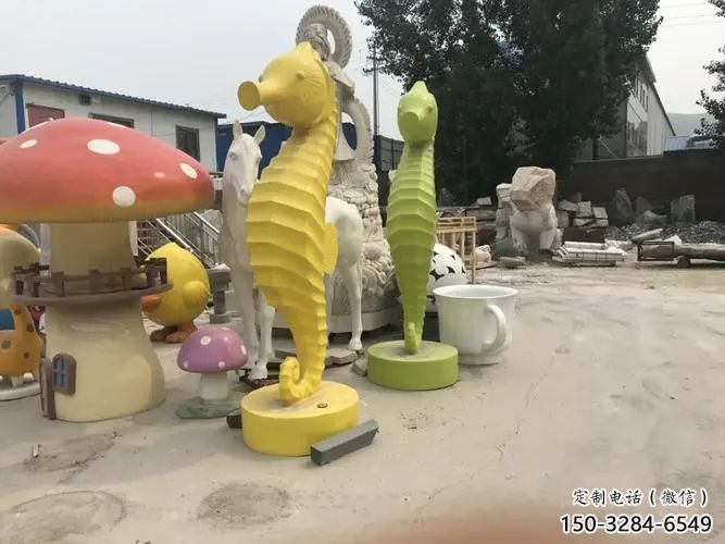 大型玻璃鋼海馬雕塑 商業街廣場雕塑 古銅色擺件