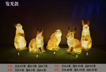 玻璃鋼發光兔子雕塑 酒店門口雕塑 彩繪擺件