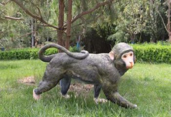 大型玻璃鋼猴子雕塑 商業(yè)街廣場雕塑 古銅色擺件