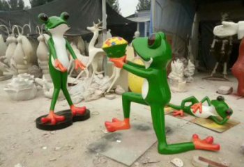 田間玻璃鋼青蛙雕塑 彩繪仿真雕塑 園林?jǐn)[件