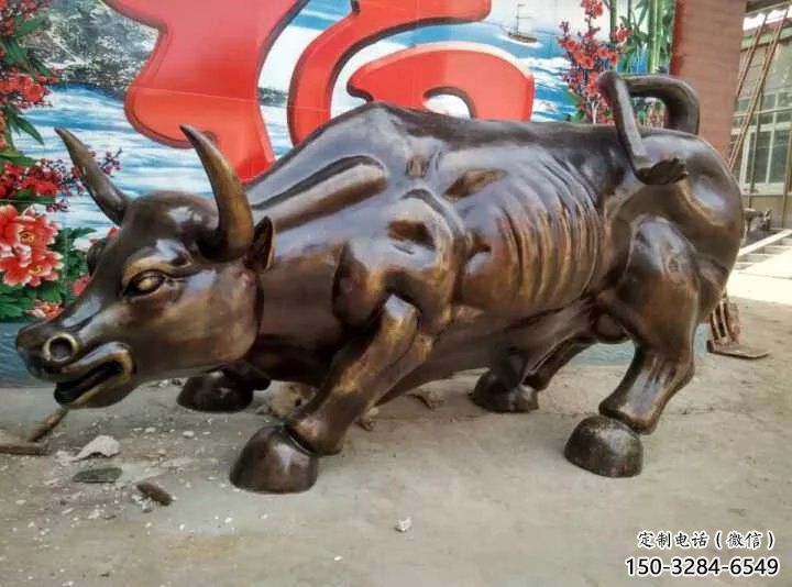 創(chuàng)意鑄銅開荒牛雕塑 步行街店門口雕塑 動物小品