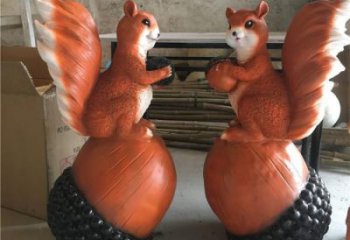 抽象玻璃鋼松鼠雕塑 店門口彩繪雕塑 步行街擺件