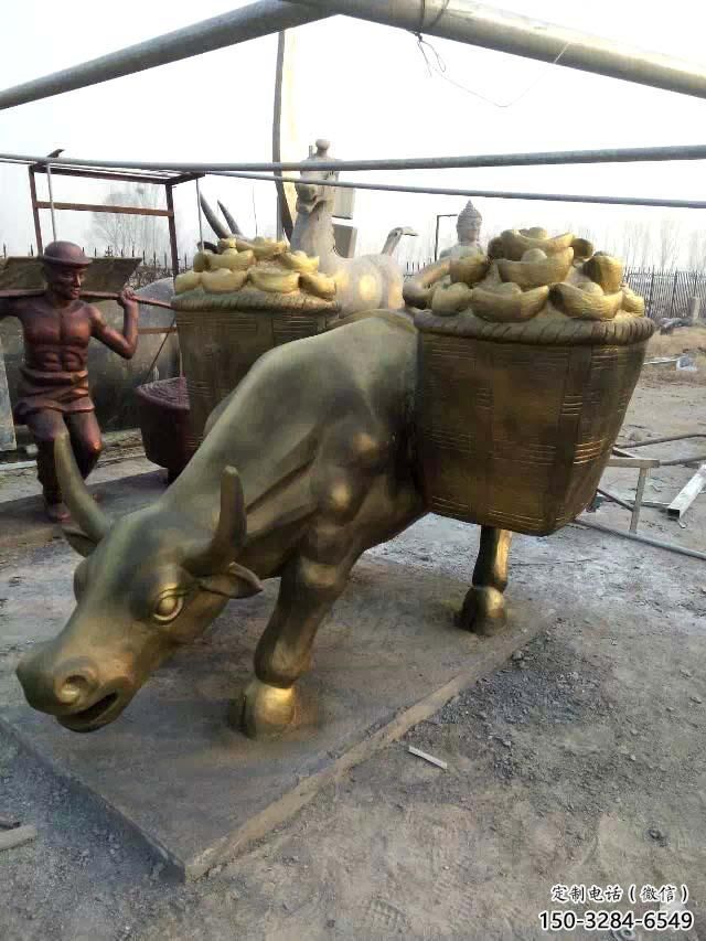 不銹鋼水牛雕塑，田間景觀小品，抽象幾何原理 (6)