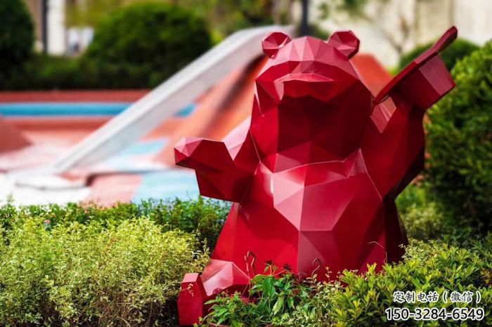 不銹鋼大熊雕塑，公園廣場雕塑，仿真彩繪工藝 (5)