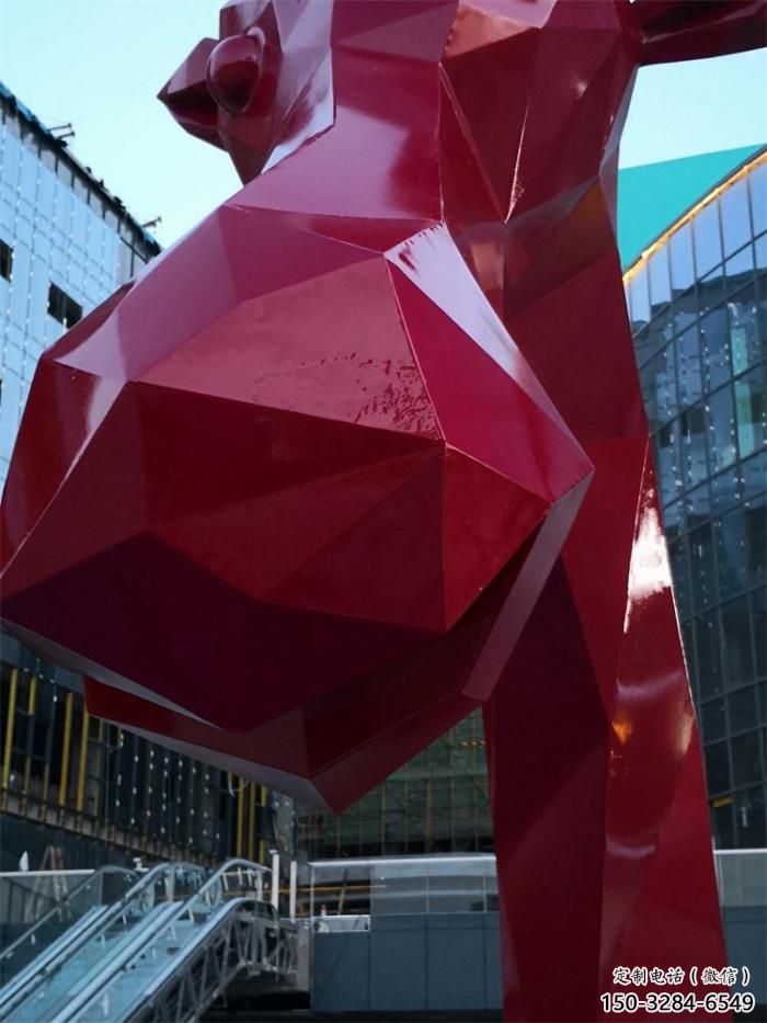 不銹鋼長頸鹿雕塑，異形幾何動物，售樓處小區(qū)擺件 (8)