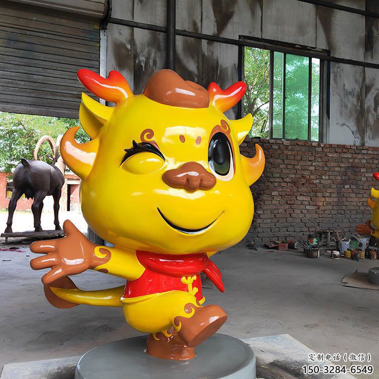 卡通龍形雕塑，抽象彩繪工藝，動漫動物擺件 (2)