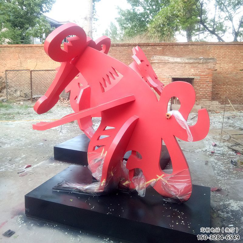 幾何生肖雕塑廠家 庭院仿真雕塑 彩繪擺件