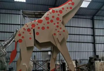 不銹鋼長頸鹿雕塑，異形幾何動(dòng)物，售樓處小區(qū)擺件 (3)