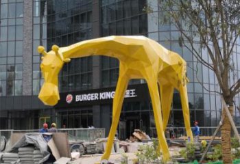 不銹鋼長頸鹿雕塑，異形幾何動物，售樓處小區(qū)擺件 (10)