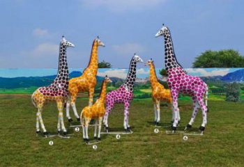 玻璃鋼長頸鹿雕塑，仿真彩繪工藝，公園廣場房地產(chǎn)擺放 (5)