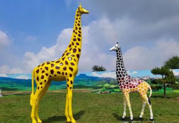 玻璃鋼長頸鹿雕塑，仿真彩繪工藝，公園廣場房地產(chǎn)擺放 (6)