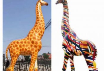 玻璃鋼長頸鹿雕塑，仿真彩繪工藝，公園廣場房地產(chǎn)擺放 (9)