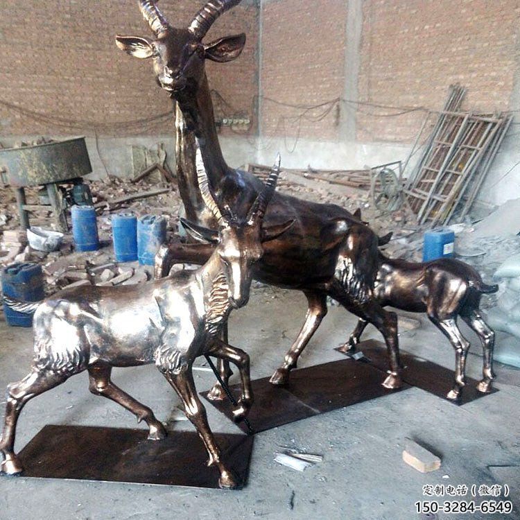 不銹鋼山羊雕塑生產(chǎn)工廠，仿真動(dòng)物，戶外公園擺件