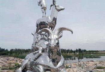 不銹鋼山羊雕塑生產，仿真動物，戶外公園擺件