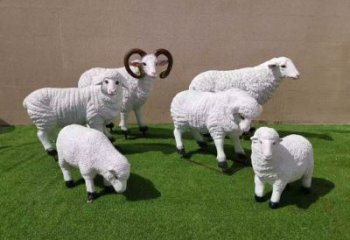玻璃鋼綿羊雕塑廠家，動物景觀，廣場園林小品