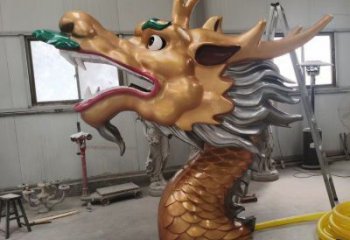 抽象龍頭雕塑，黃銅材質，公園園林擺件