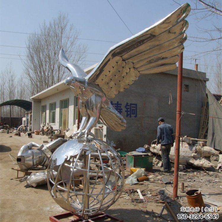 大型不銹鋼老鷹雕塑 商業(yè)街廣場雕塑 古銅色擺件