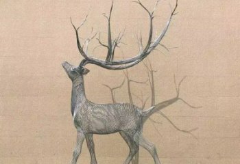 不銹鋼商場麋鹿雕塑 仿真雕塑 店門口小品