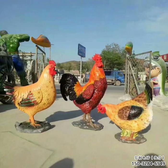 庭院小雞雕塑，動物主題，鍍銅工藝