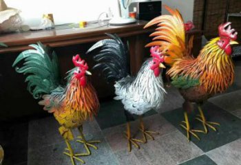 室內(nèi)小雞雕塑，動物小品，鐵藝工藝