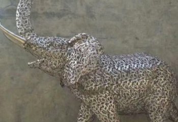 庭院小象雕塑，動(dòng)物小品，網(wǎng)格工藝