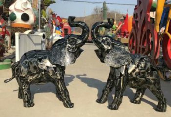 小區(qū)小象雕塑，抽象系列，網(wǎng)格工藝