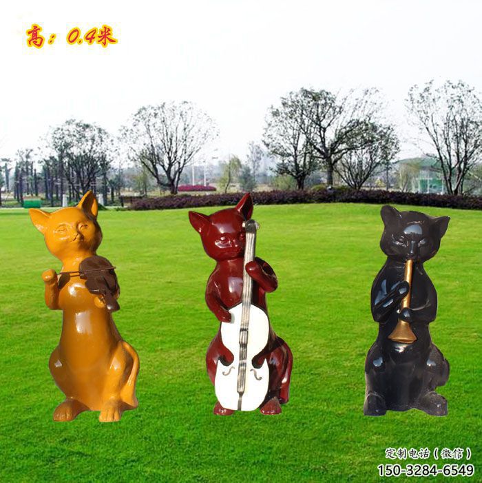 操場(chǎng)小貓雕塑，公園題材，剪影工藝