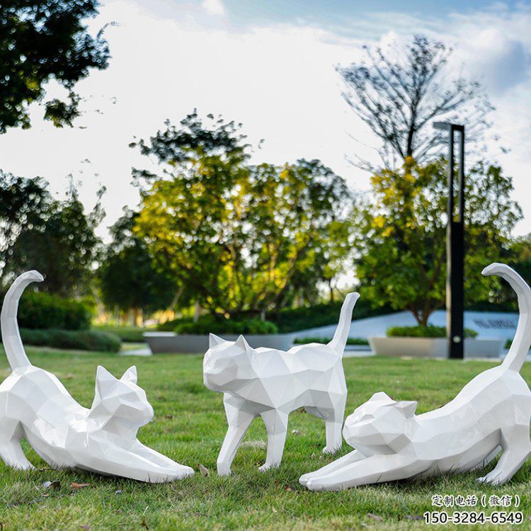 操場小貓雕塑，公園主題，幾何工藝