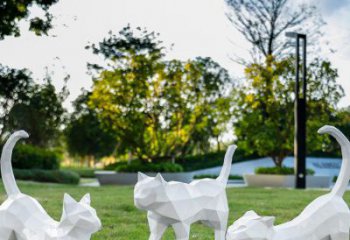 操場小貓雕塑，公園主題，幾何工藝