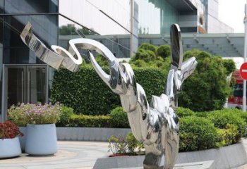 小區(qū)小貓雕塑，仿真主題，鏡面工藝