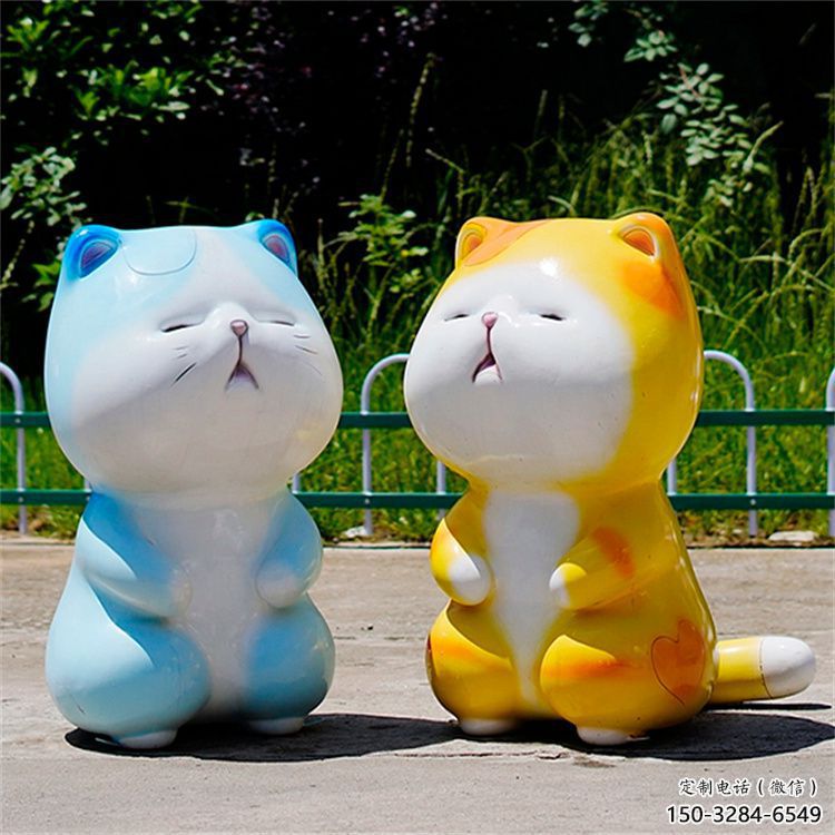 農村貓咪雕塑，鏤空海洋雕塑，抽象效果