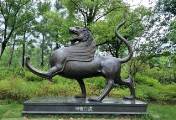 冷飲店白虎雕塑，鍍銅神獸雕塑，鏡面工藝