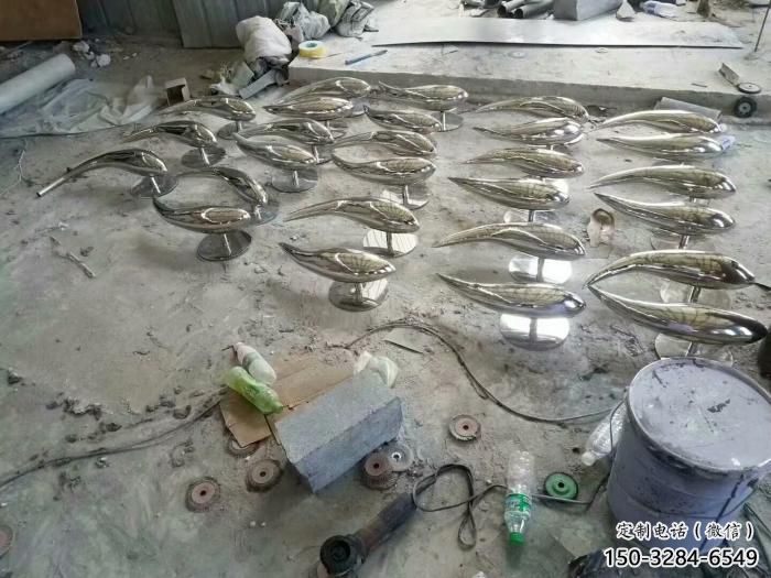 城市魚形雕塑，網格體育雕塑，古銅效果