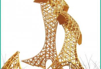 庭院魚形雕塑，鍍金歐式雕塑，網(wǎng)格形式