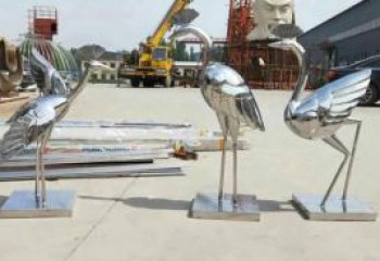 園林白鷺雕塑，噴漆運動雕塑，網格形式