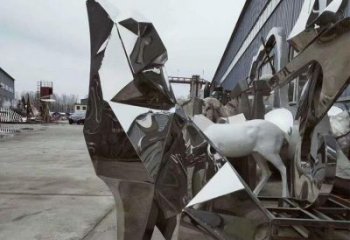 步行街哈巴狗雕塑，鑄銅農(nóng)耕雕塑，鏤空方式