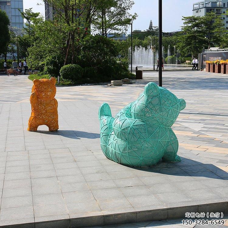 街道狗熊雕塑，鑄銅農耕雕塑，古銅效果