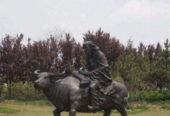 庭院老牛雕塑，鍍金歐式雕塑，網格形式