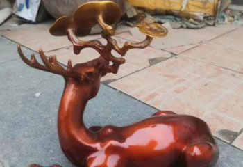 景區馴鹿雕塑，鍍金歐式雕塑，鐵藝材質