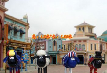 城市小羊雕塑，網(wǎng)格體育雕塑，古銅效果